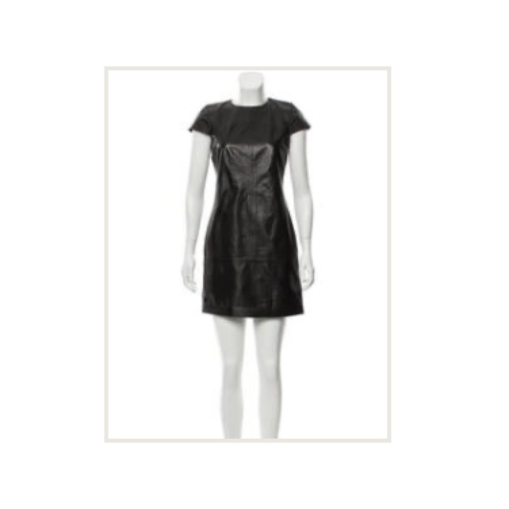 Vince Short Sleeve Leather Mini Dress SZ 2